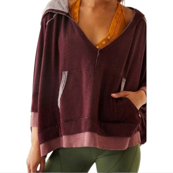 Free People Tops - FREE PEOPLE MOVEMENT NWT Bonfire Hoodie XS in Fig Jam